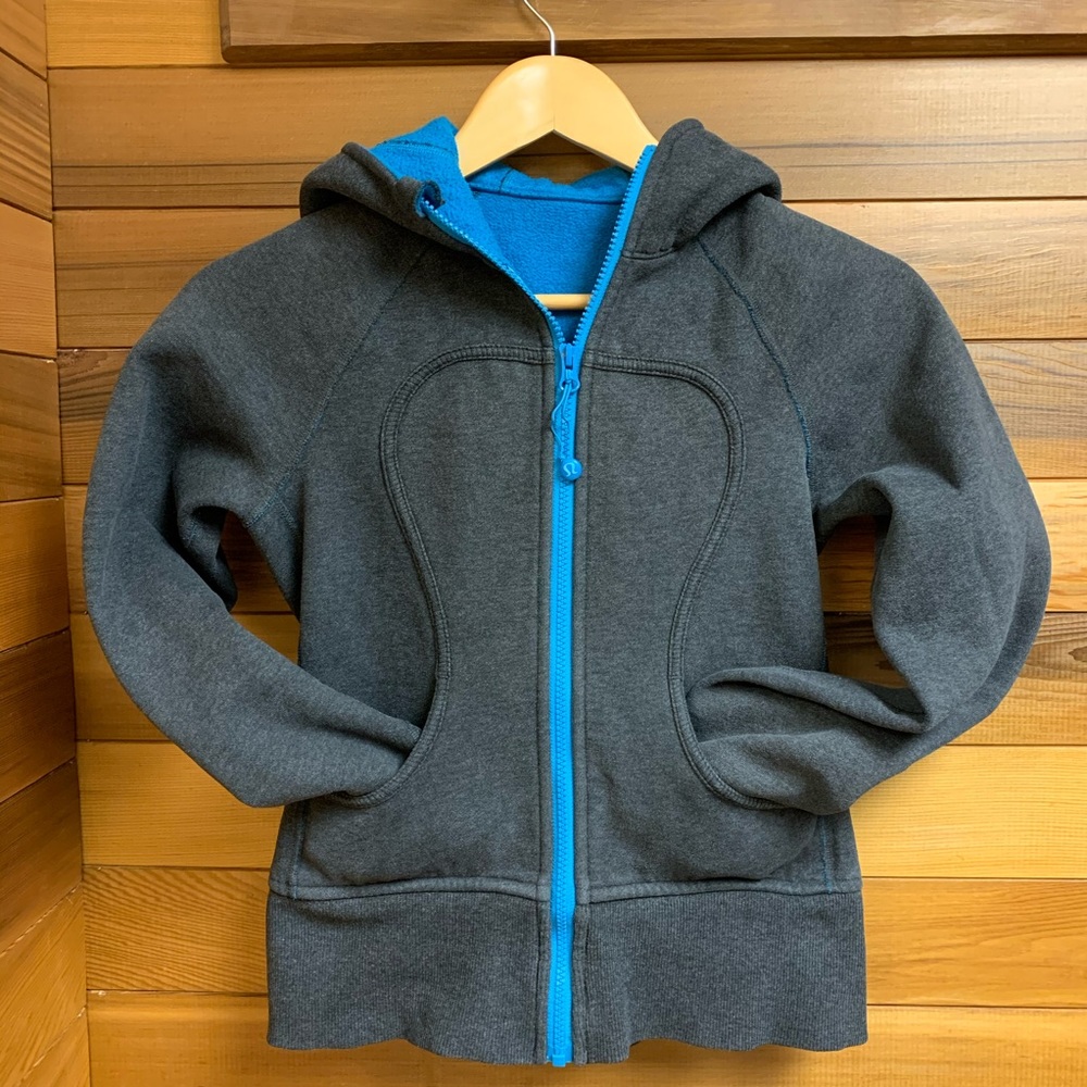 Lululemon Charcoal Gray Electric Blue Scuba Hoodie